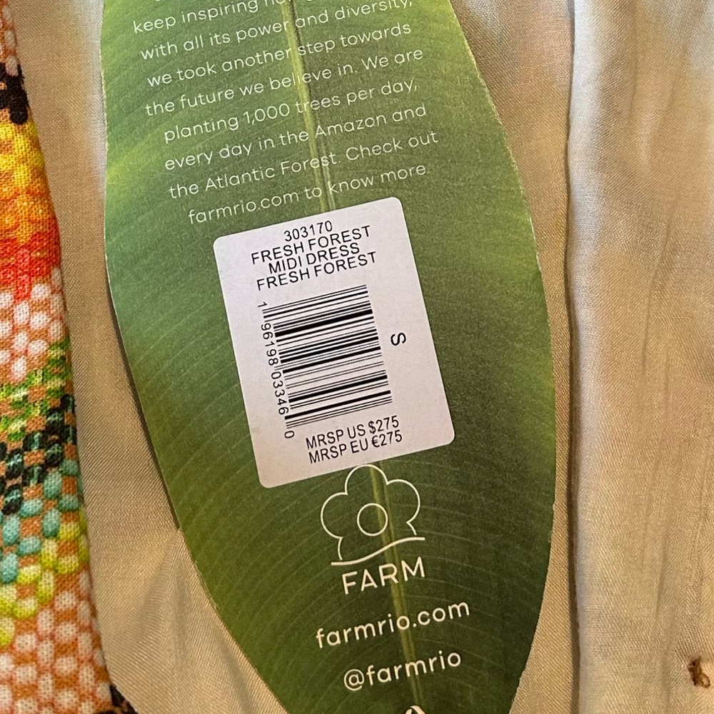 🎉Host pick 🎉NWT  Farm Rio Fresh Forest Linen-Blend Midi-Dress - Picture 12 of 13